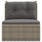 Garten-Mittelsofa mit Kissen Grau Poly Rattan Garten-Mittelsofa mit Kissen Grau Poly Rattan