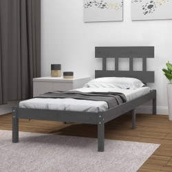 vidaXL Massivholzbett Grau 90x200 cm