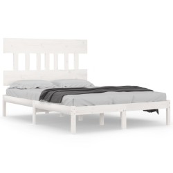 vidaXL Massivholzbett Weiß 140x190 cm