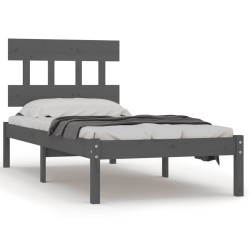 vidaXL Massivholzbett Grau 90x190 cm