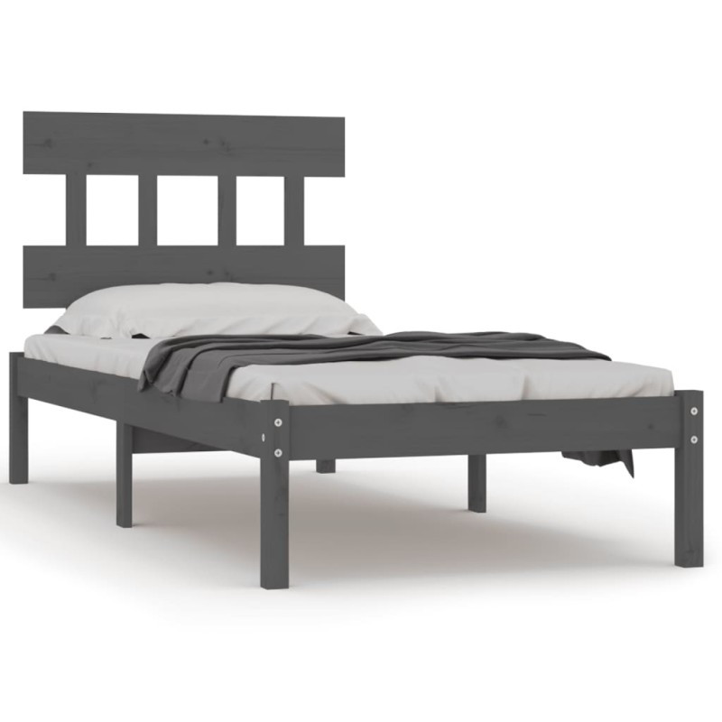 vidaXL Massivholzbett Grau 90x190 cm vidaXL Massivholzbett Grau 90x190 cm