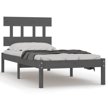 vidaXL Massivholzbett Grau 90x190 cm