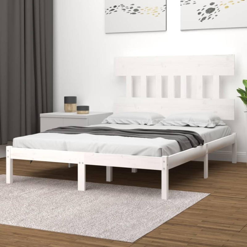 vidaXL Massivholzbett Weiß 135x190 cm vidaXL Massivholzbett Weiß 135x190 cm