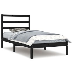 vidaXL Massivholzbett Schwarz 90x190 cm