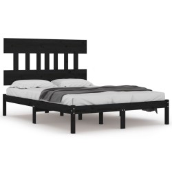 vidaXL Massivholzbett Schwarz 160x200 cm