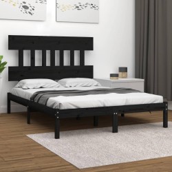 vidaXL Massivholzbett Schwarz 120x190 cm