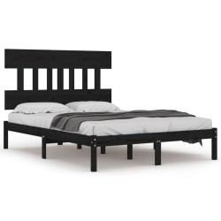 vidaXL Massivholzbett Schwarz 120x190 cm