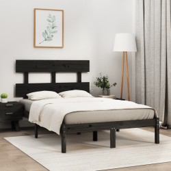 vidaXL Massivholzbett Schwarz 120x190 cm