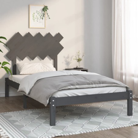 vidaXL Massivholzbett Grau 100x200 cm