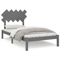 vidaXL Massivholzbett Grau 100x200 cm