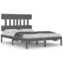 vidaXL Massivholzbett Grau 150x200 cm
