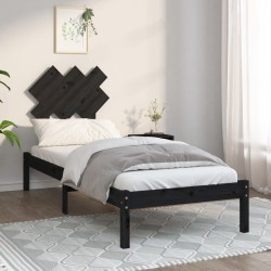 vidaXL Massivholzbett Schwarz 75x190 cm