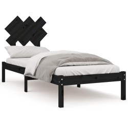 vidaXL Massivholzbett Schwarz 75x190 cm