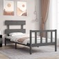 Massivholzbett mit Kopfteil Grau 100x200 cm Massivholzbett mit Kopfteil Grau 100x200 cm