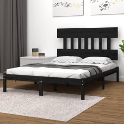 vidaXL Massivholzbett Schwarz 140x200 cm