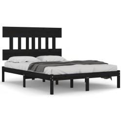 vidaXL Massivholzbett Schwarz 140x200 cm