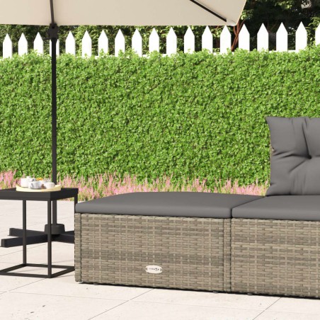 vidaXL Gartenhocker mit Kissen Grau Poly Rattan