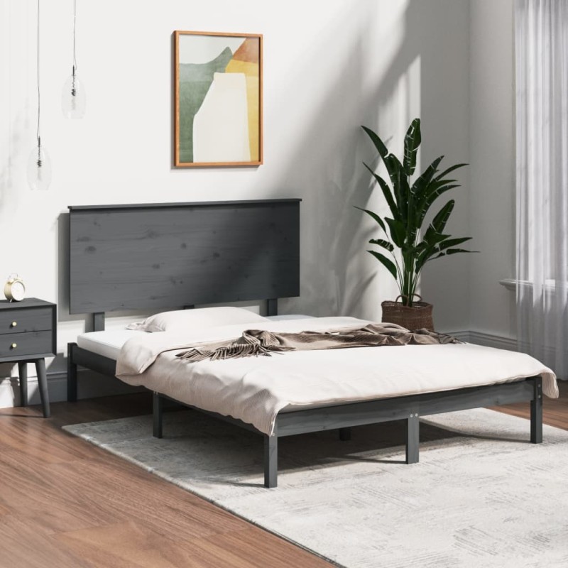 vidaXL Massivholzbett Grau Kiefer 120x200 cm vidaXL Massivholzbett Grau Kiefer 120x200 cm