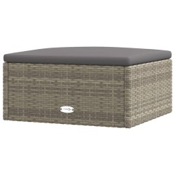 vidaXL Gartenhocker mit Kissen Grau Poly Rattan