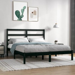 vidaXL Massivholzbett Schwarz 135x190 cm