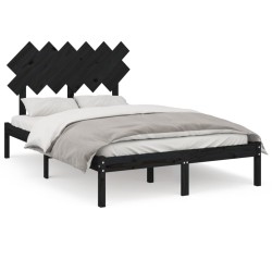 vidaXL Massivholzbett Schwarz 135x190 cm