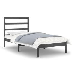 vidaXL Massivholzbett Grau 90x190 cm