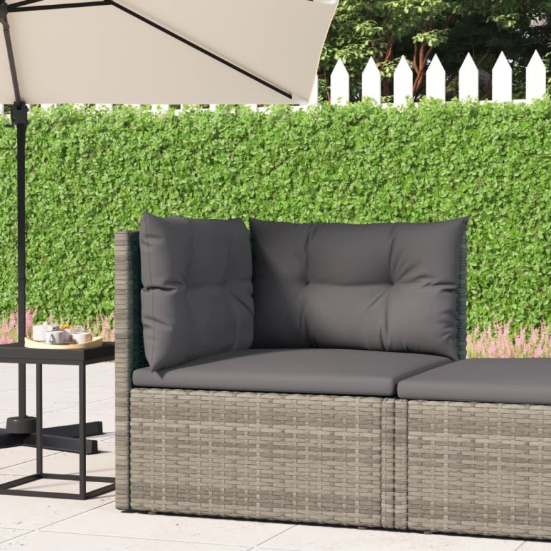 vidaXL Garten-Ecksofa mit Kissen Grau Poly Rattan vidaXL Garten-Ecksofa mit Kissen Grau Poly Rattan