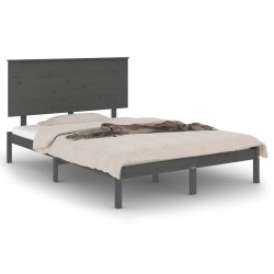 vidaXL Massivholzbett Grau Kiefer 140x190 cm