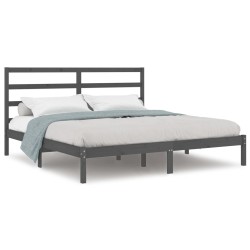 vidaXL Massivholzbett Grau Kiefer 200x200 cm