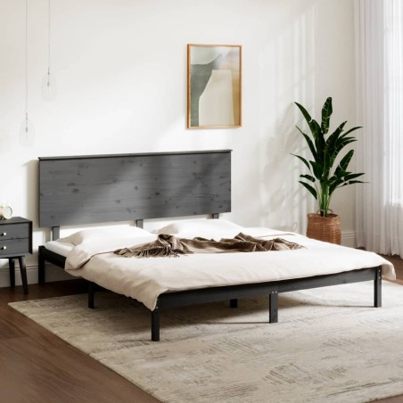 vidaXL Massivholzbett Grau Kiefer 200x200 cm