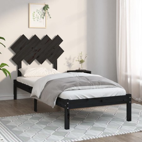 vidaXL Massivholzbett Schwarz 90x190 cm