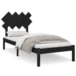 vidaXL Massivholzbett Schwarz 90x190 cm