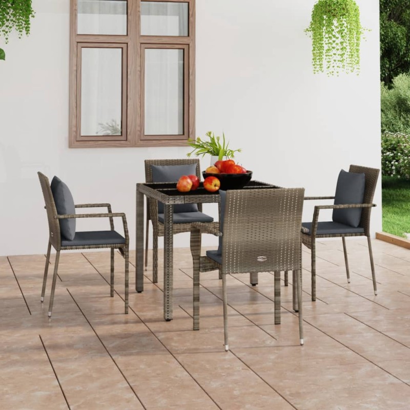 Gartenstühle mit Kissen 4 Stk. Poly Rattan Grau Gartenstühle mit Kissen 4 Stk. Poly Rattan Grau