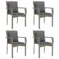 Gartenstühle mit Kissen 4 Stk. Poly Rattan Grau Gartenstühle mit Kissen 4 Stk. Poly Rattan Grau