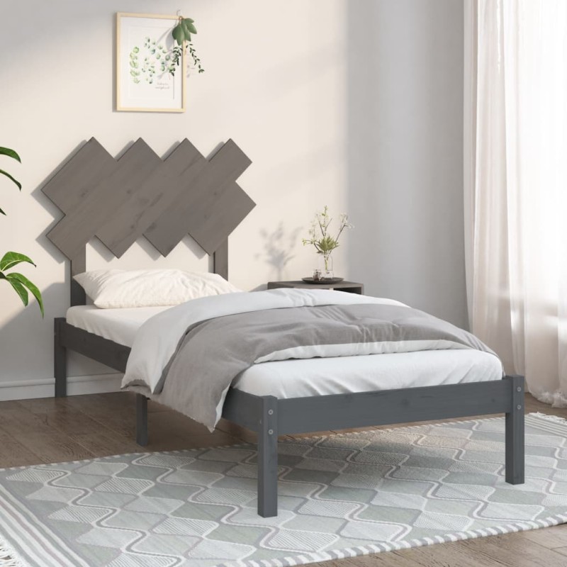 vidaXL Massivholzbett Grau 90x190 cm vidaXL Massivholzbett Grau 90x190 cm