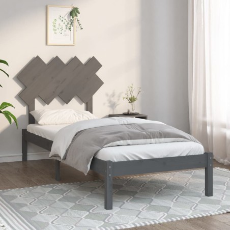 vidaXL Massivholzbett Grau 90x190 cm