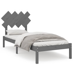 vidaXL Massivholzbett Grau 90x190 cm