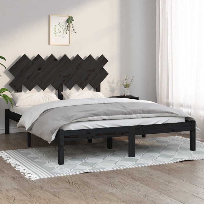 vidaXL Massivholzbett Schwarz 140x190 cm vidaXL Massivholzbett Schwarz 140x190 cm