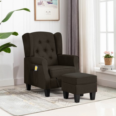 Massagesessel mit Hocker Dunkelbraun Stoff