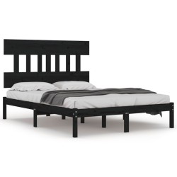 vidaXL Massivholzbett Schwarz 180x200 cm
