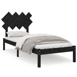 vidaXL Massivholzbett Schwarz 90x200 cm