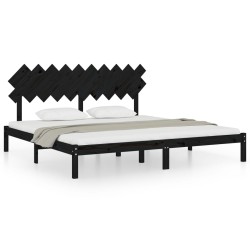 vidaXL Massivholzbett Schwarz 200x200 cm