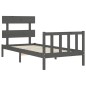 Massivholzbett mit Kopfteil Grau 100x200 cm Massivholzbett mit Kopfteil Grau 100x200 cm