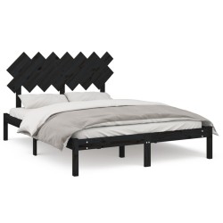 vidaXL Massivholzbett Schwarz 150x200 cm