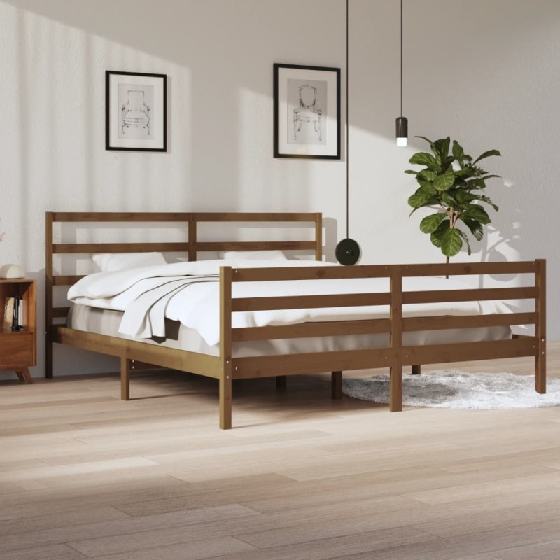 vidaXL Massivholzbett Honigbraun Kiefer 200x200 cm vidaXL Massivholzbett Honigbraun Kiefer 200x200 cm