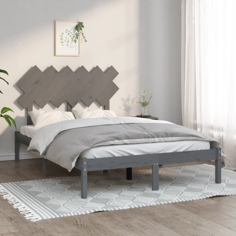 vidaXL Massivholzbett Grau 135x190 cm vidaXL Massivholzbett Grau 135x190 cm