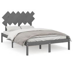 vidaXL Massivholzbett Grau 135x190 cm