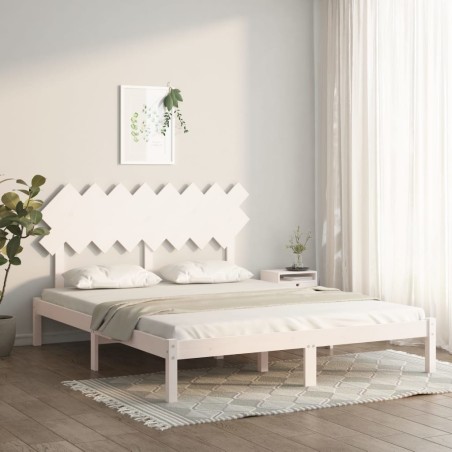 vidaXL Massivholzbett Weiß 160x200 cm