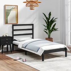 vidaXL Massivholzbett Schwarz 75x190 cm