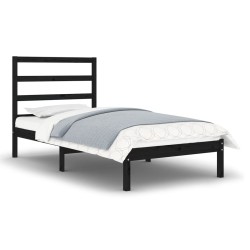 vidaXL Massivholzbett Schwarz 75x190 cm